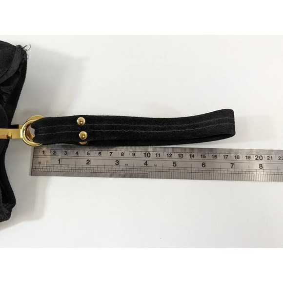 Goldco Italy Suede Sac Purse Clutch Handbag Black Small Bag Gold Metal Hardware - Picture 7 of 10